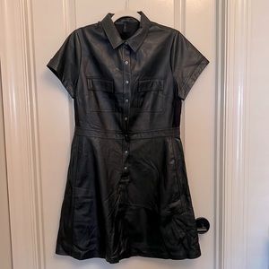 BCBG MAX AZRIA leather dress button front black size large